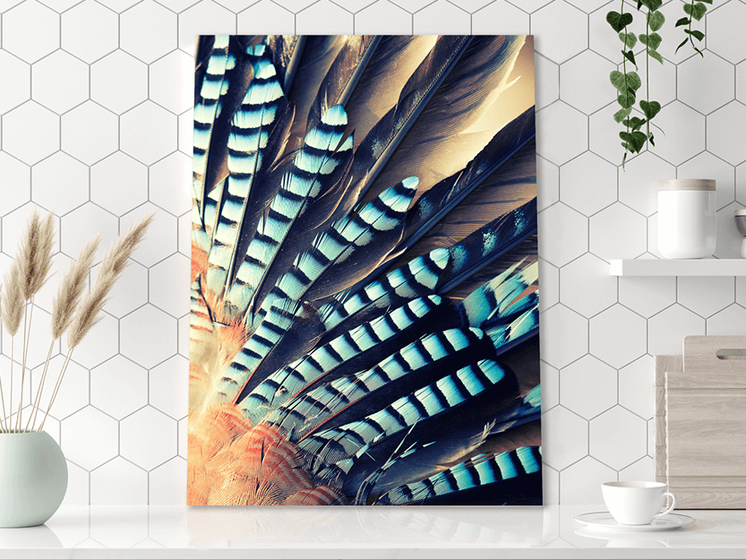 ChromaLuxe textured metal print in kitchen